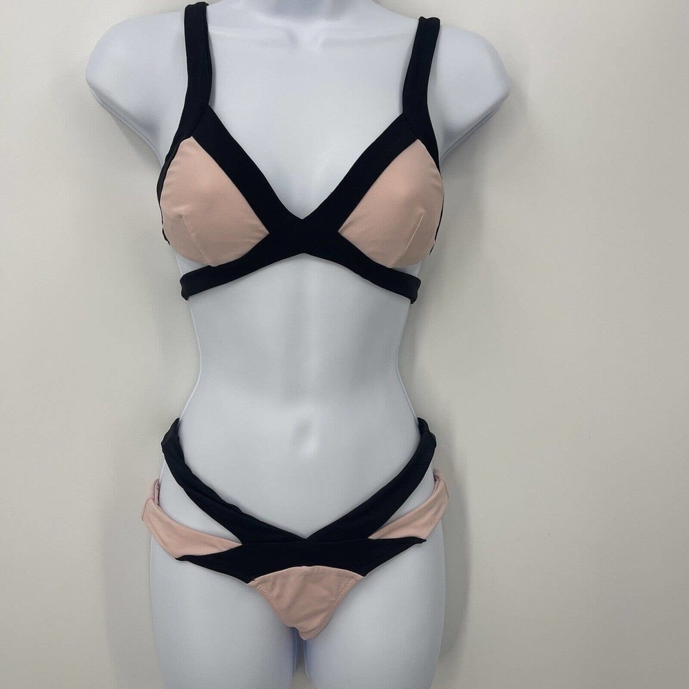 Agent Provocateur Mazzy Black Pink Bikini Set Size 3 Top 2 Bottom New no tags
